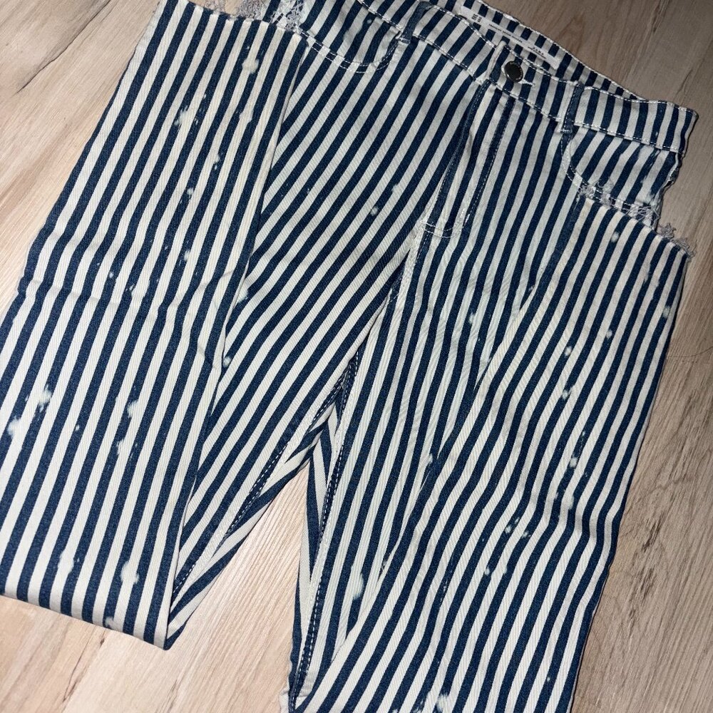 High Rise Navy and Cream Striped Zara Jean Legging 8